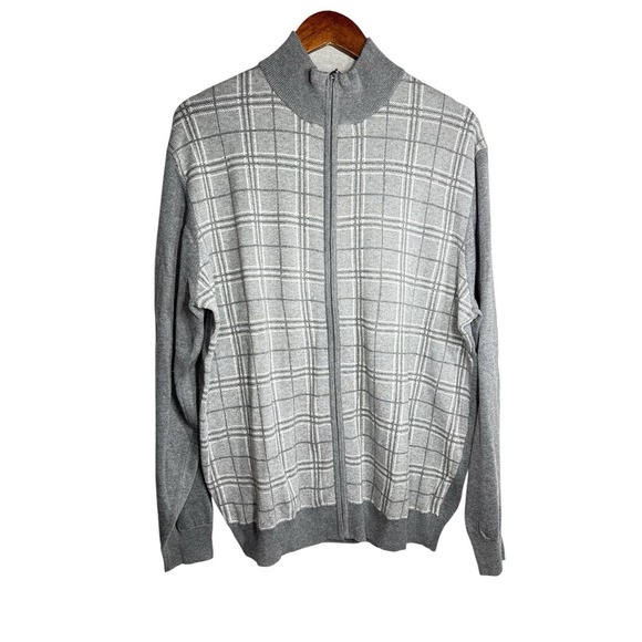 TASSO ELBA MENS SWEATER Size XL GRAY FULL ZIP‎ CARDIGAN - Picture 1 of 7